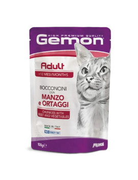 Gemon Cat Adult Bocconini con Manzo e Verdure 100g