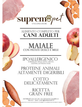 Supremopet Cane Grainfree Maiale Patate Mela 12Kg