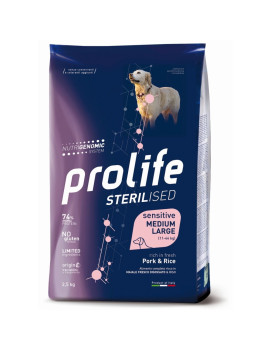Prolife Dog Sterilised Sensitive Maiale e Riso...